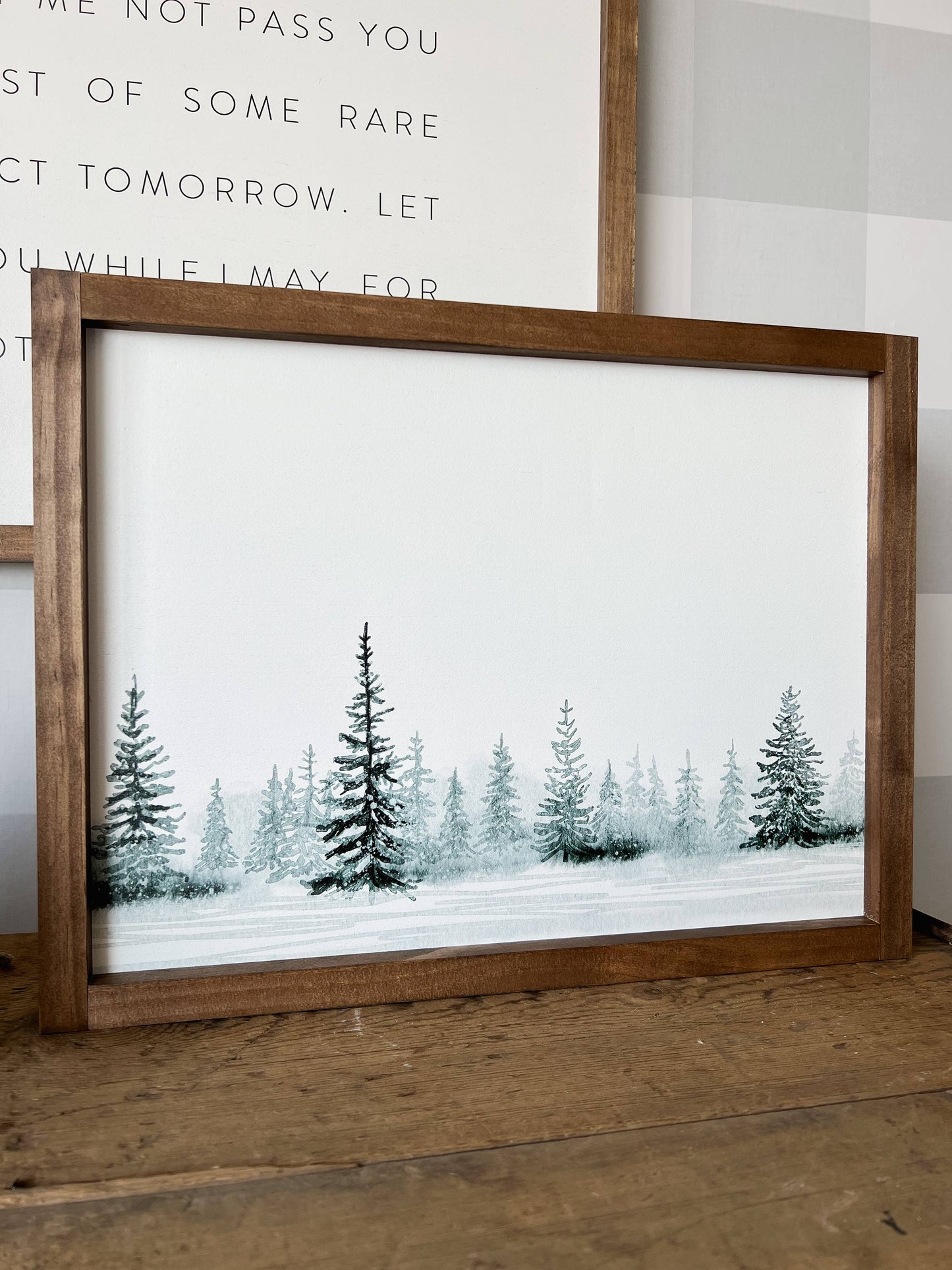 Winter Tree Landscape | Christmas Decor: Dark Walnut / 12x8"