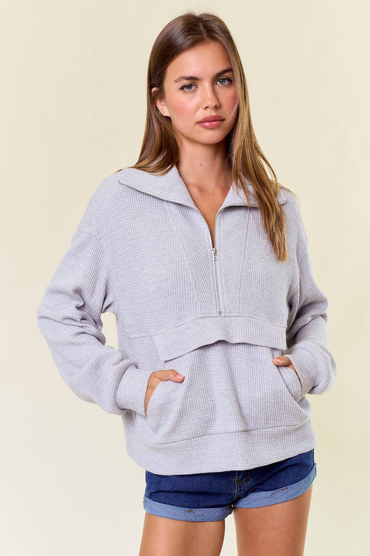 WAFFLE TEXTURED SWEATSHIRT