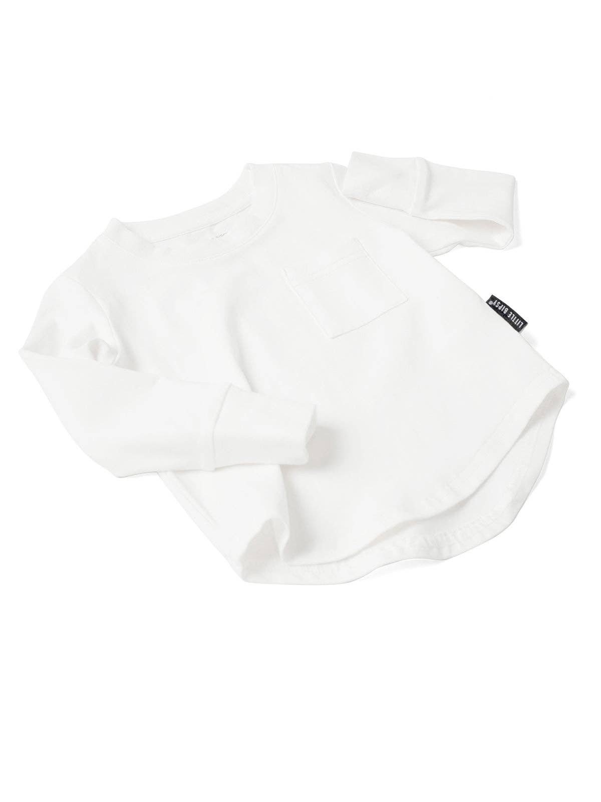 Long Sleeve Pocket Tee - White