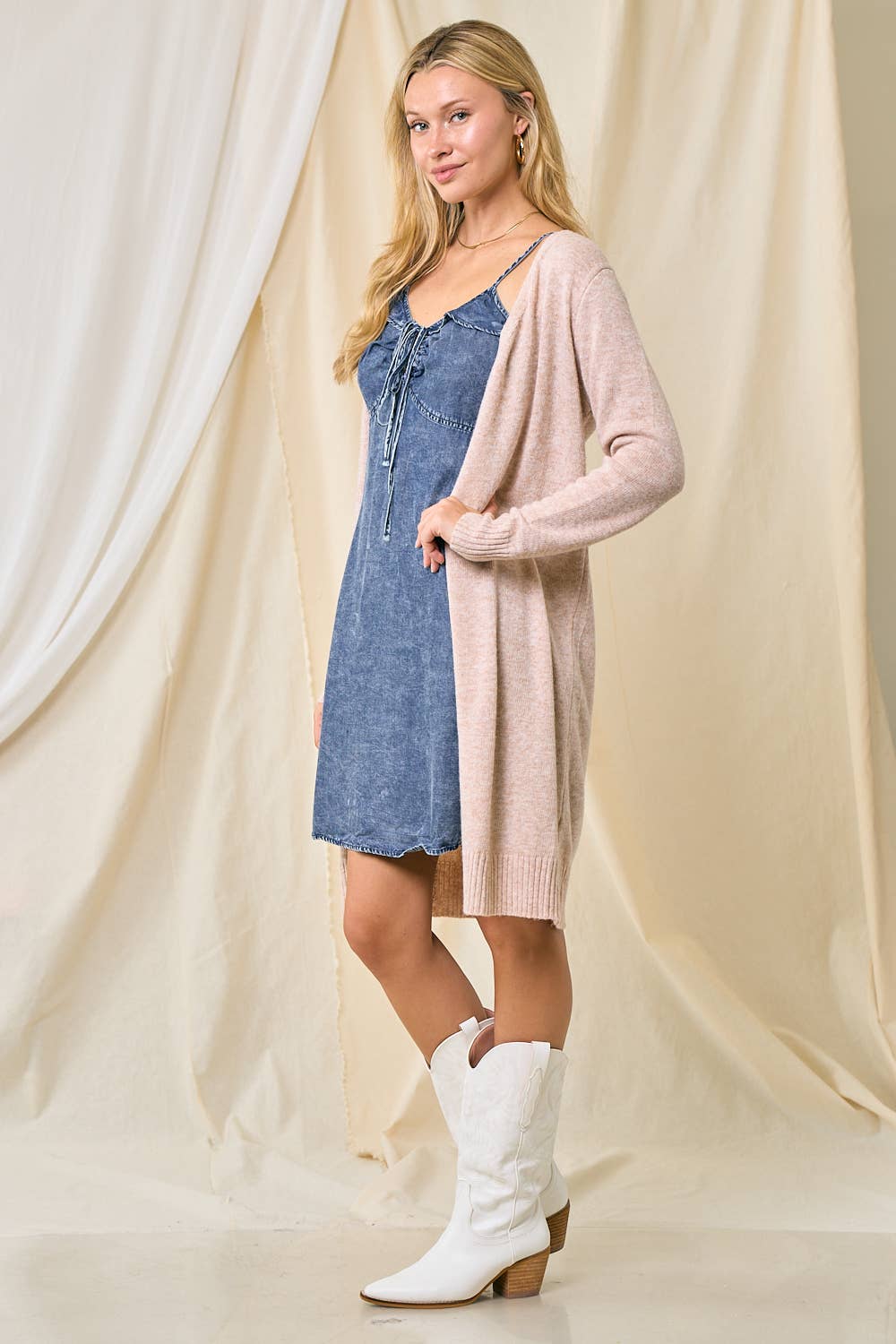 Long Sleeve Open Cardigan - 1497C-1