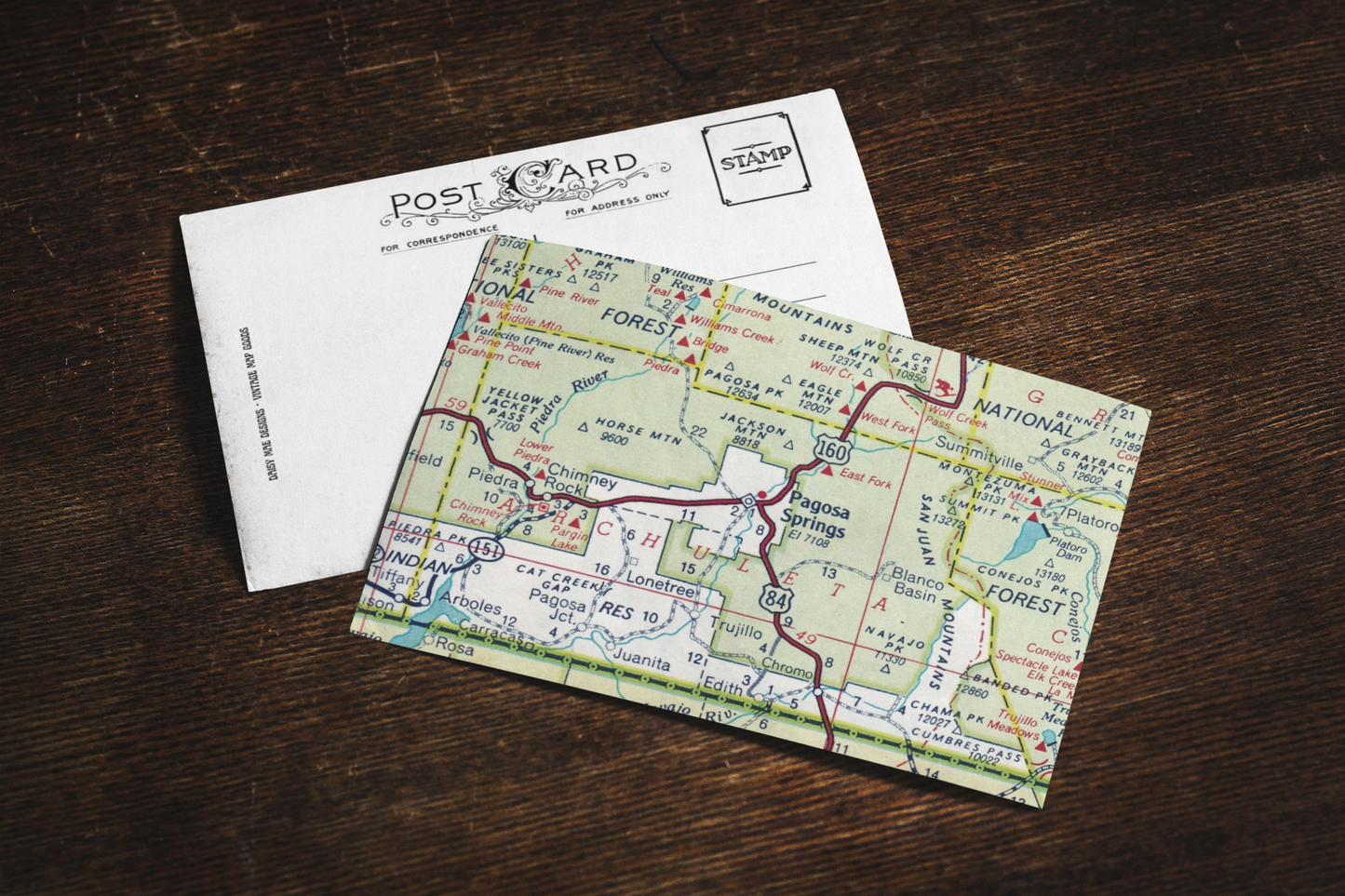 Custom Vintage Map Postcard