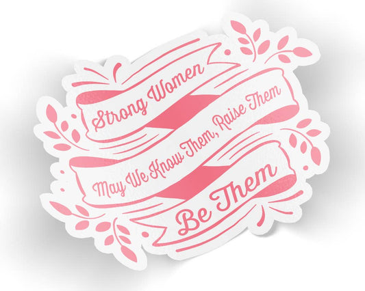 Strong Women Pink and White Sticker
