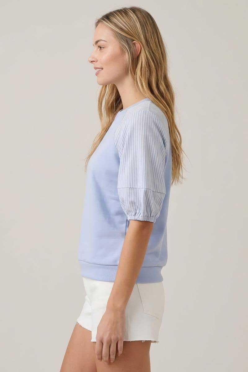 Stripe Puff Sleeve Top