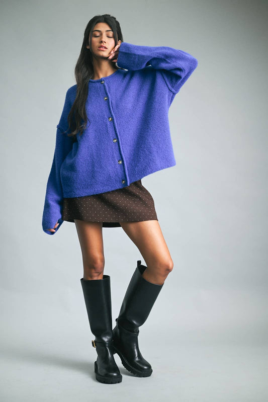 Soft-Touch Button-Up Sweater Cardigan