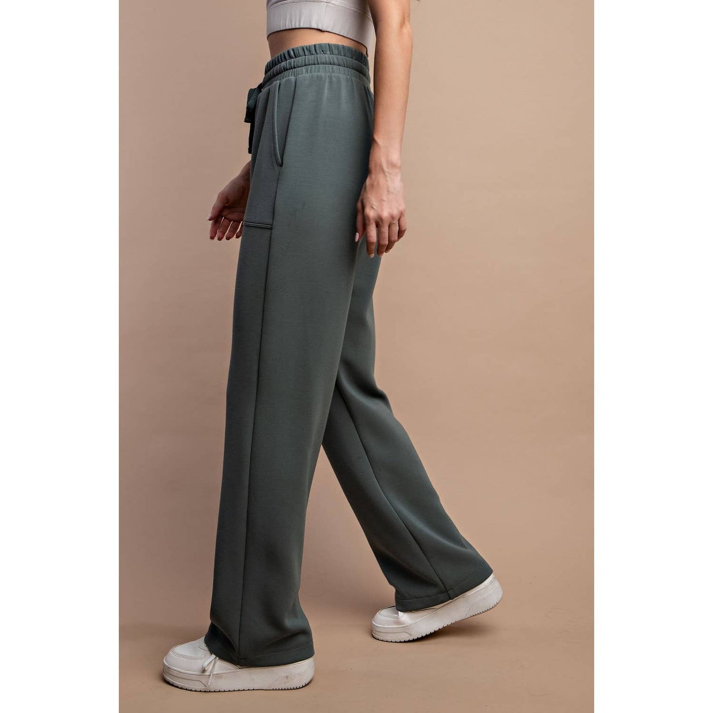 MODAL POLY SPAN STRAIGHT LOUNGE PANTS WITH POCKETS