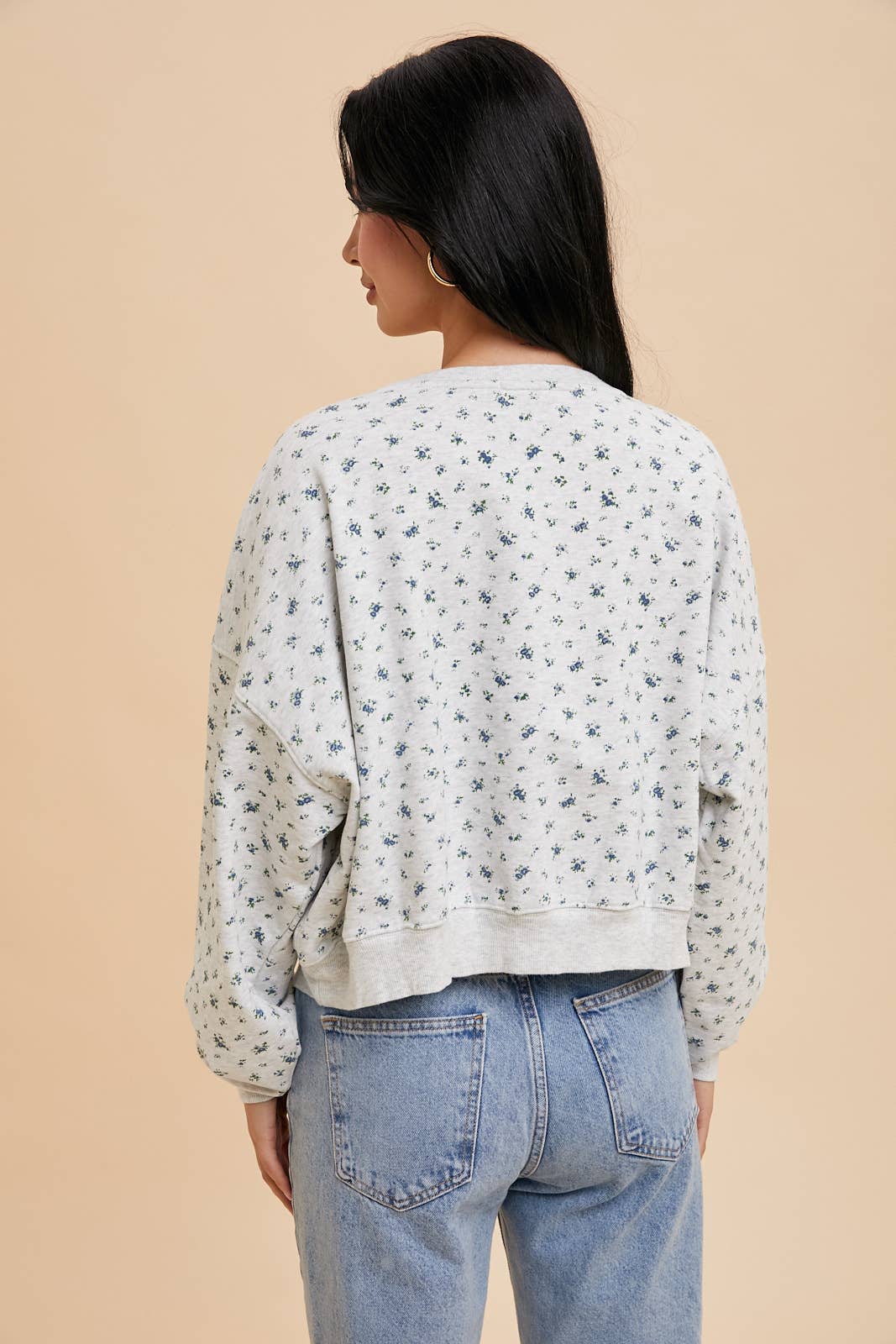 COTTON FLORAL TERRY PULLOVER