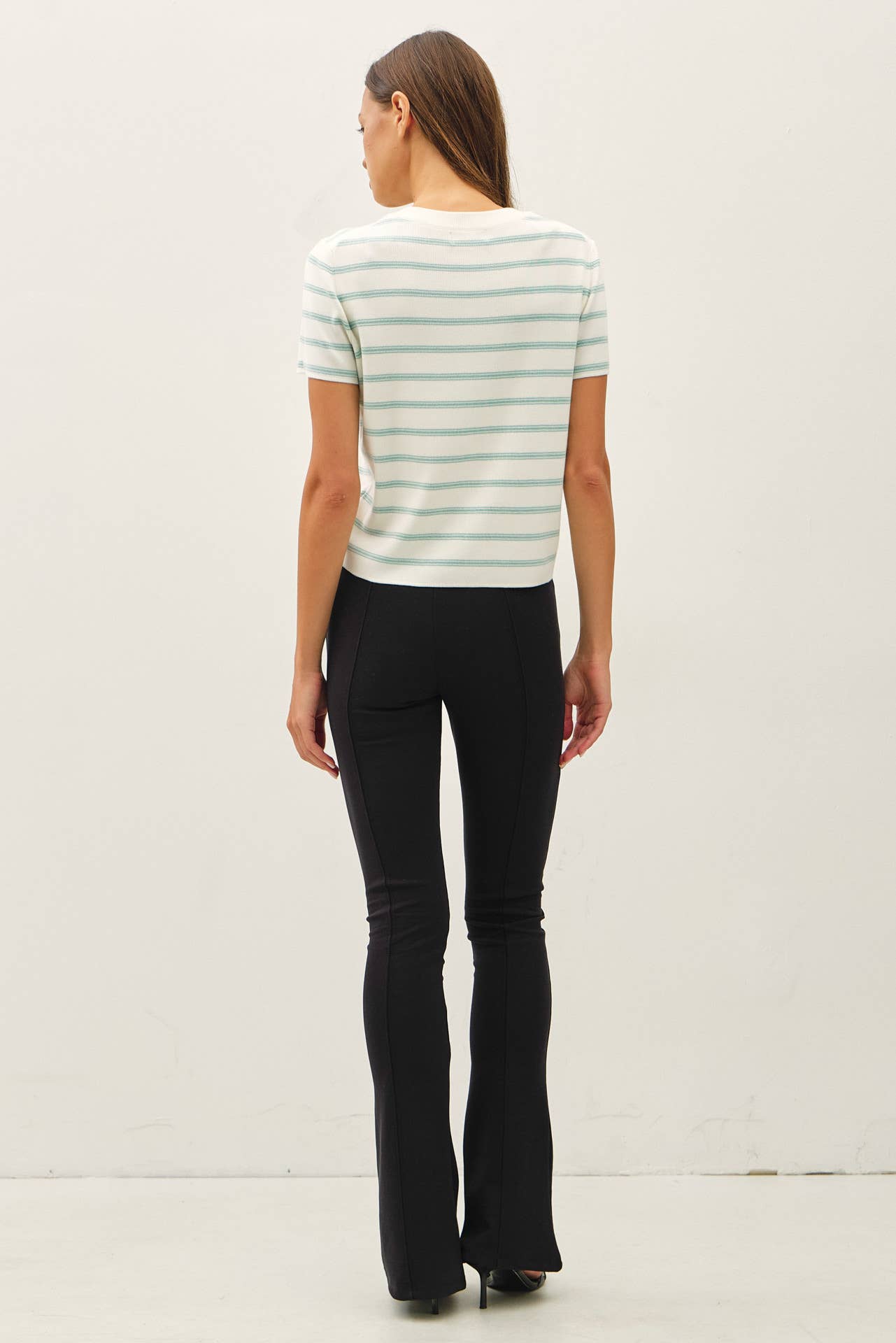 Striped Short Sleeve Cardigan