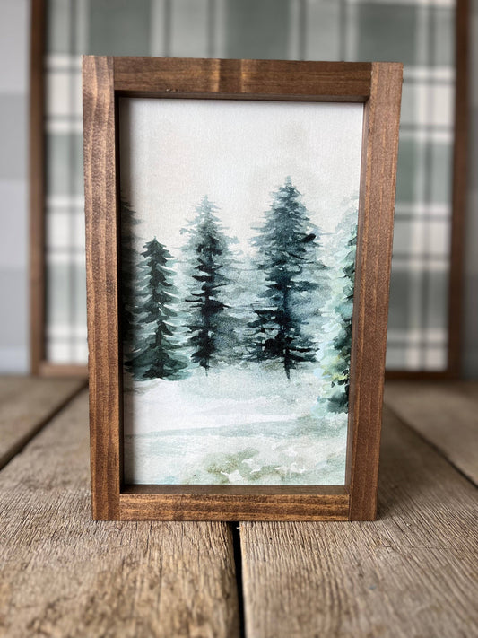 Evergreens Portrait | Winter Wood Sign, Christmas Decor