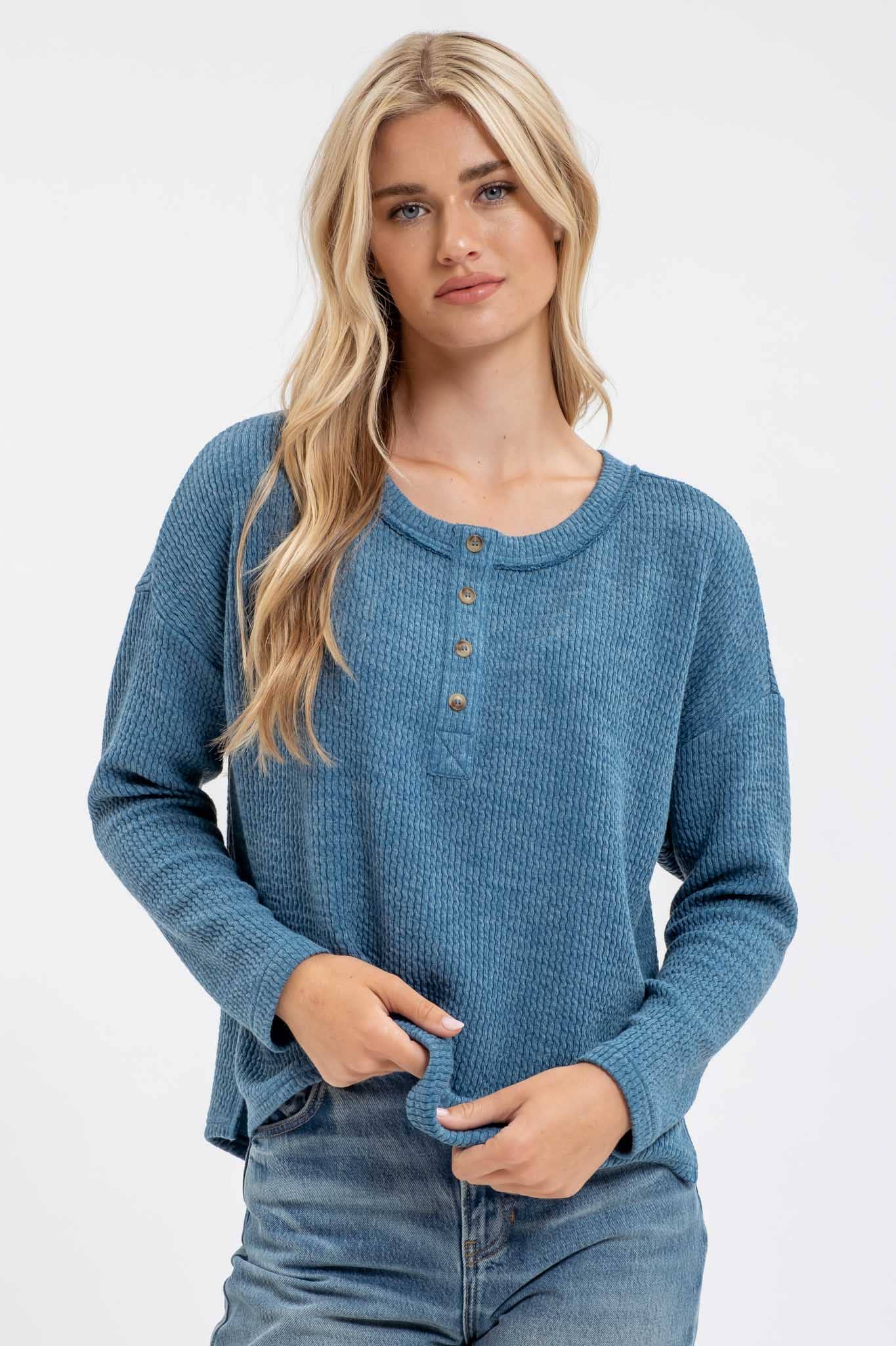 WAFFLE KNIT TOP