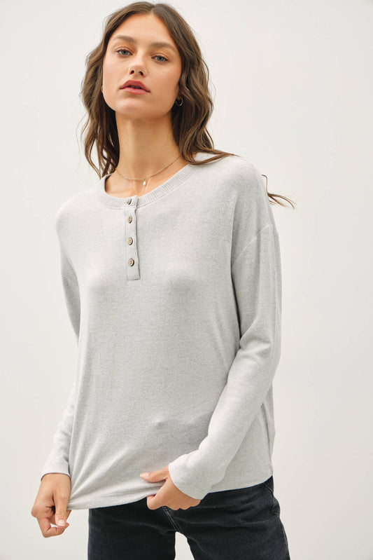 Basic Soft Long Sleeve Henley Top