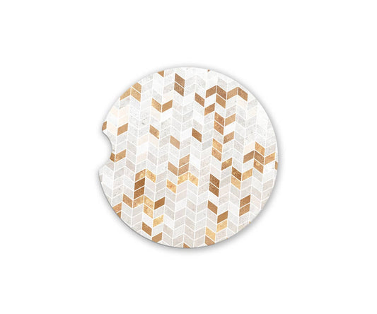 Gold and White Car Coaster