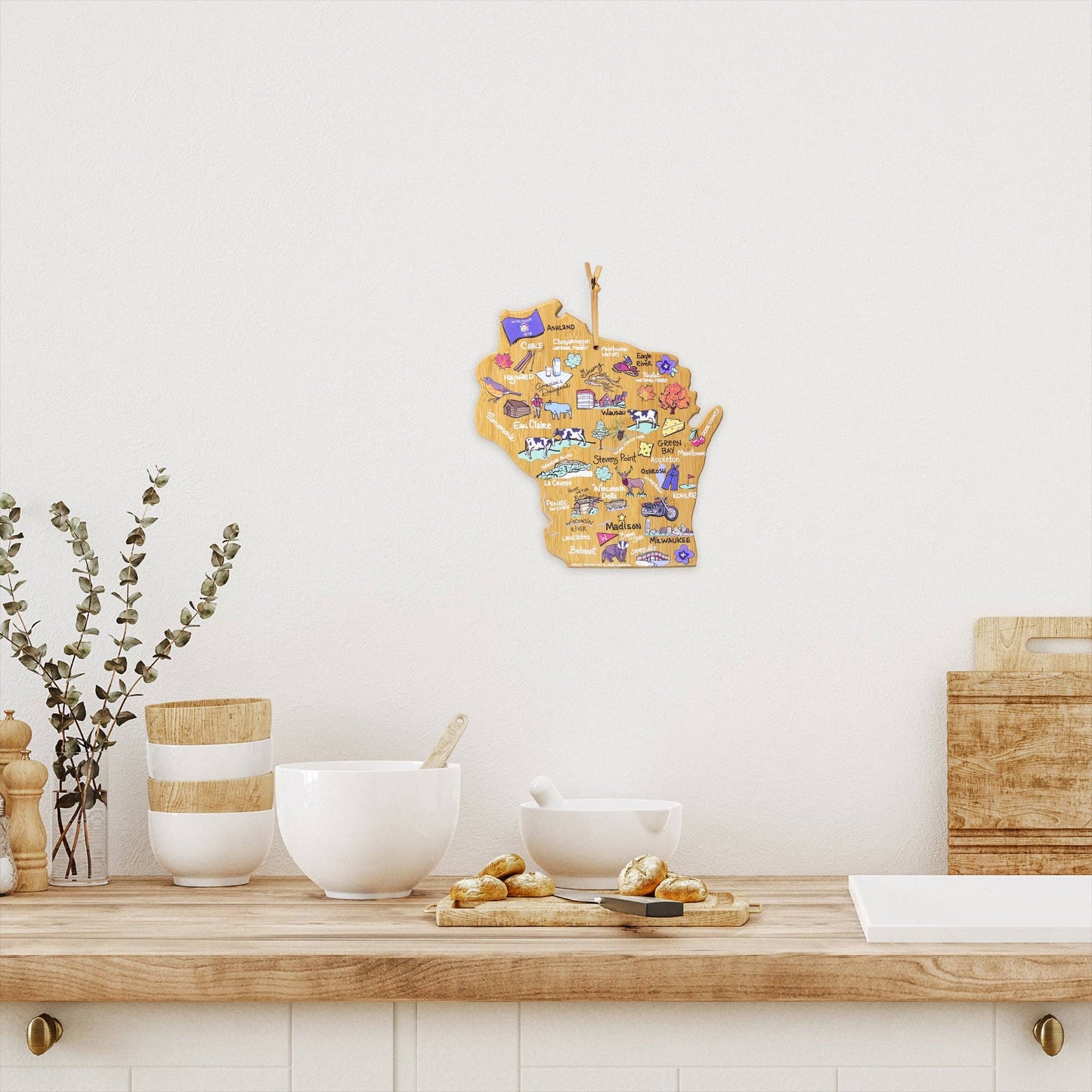 Wisconsin Cutting Board with Artwork