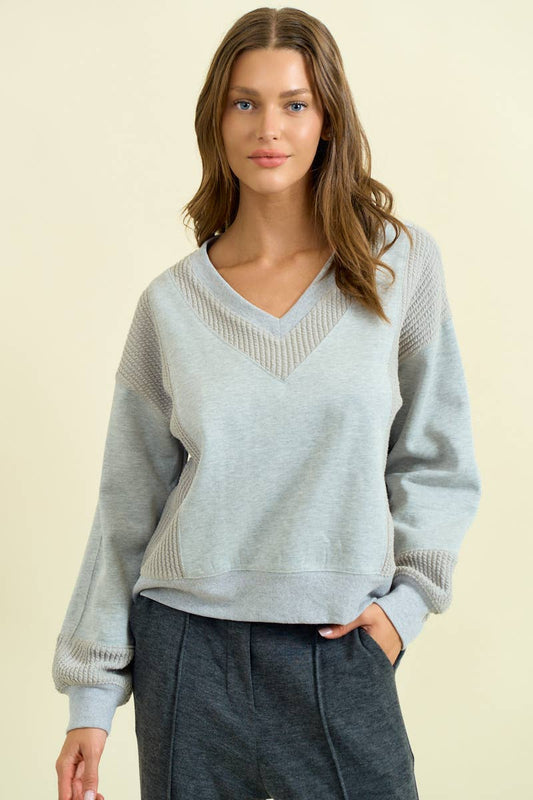 Brushed Terry Mix Media Block Sweatshirt
