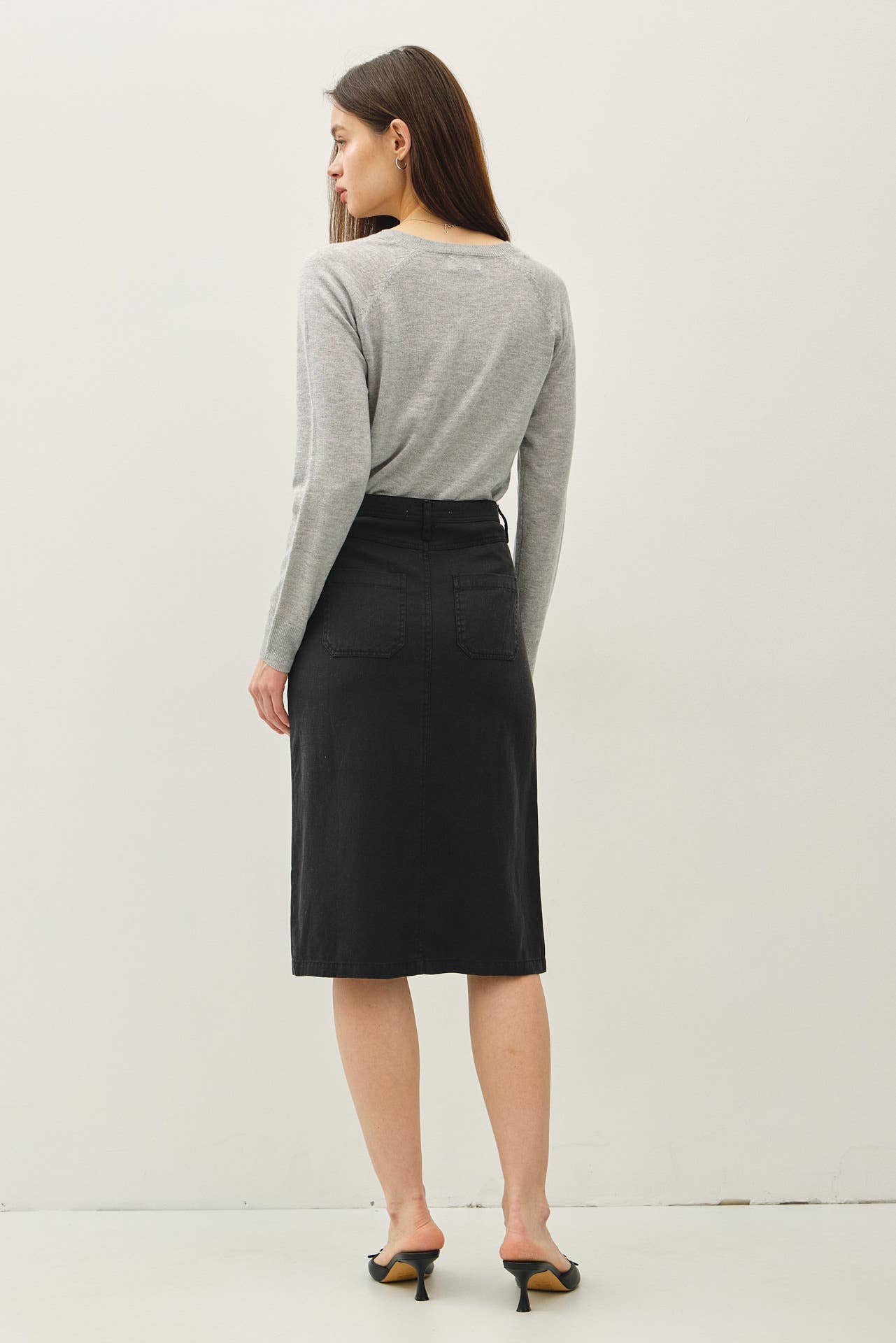 Tencel Blend Button Up Skirt