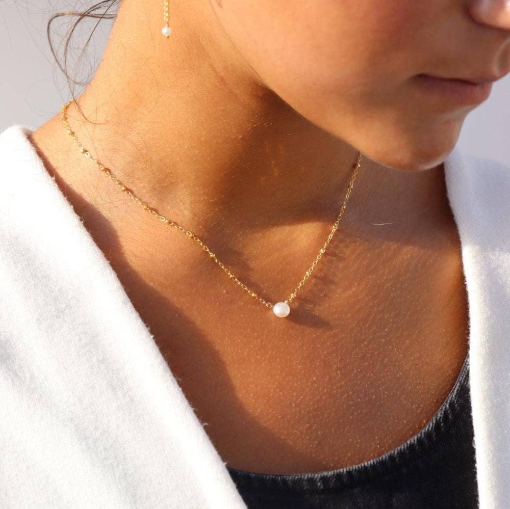 Beaded Pearl Necklace | Chain Necklace with Pearl 