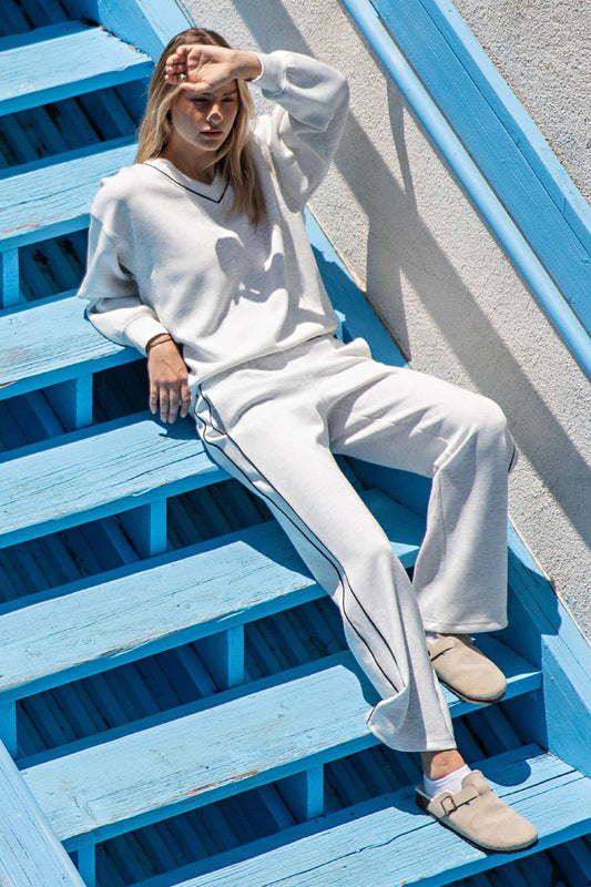 Modal Scuba V Neck Piping Top