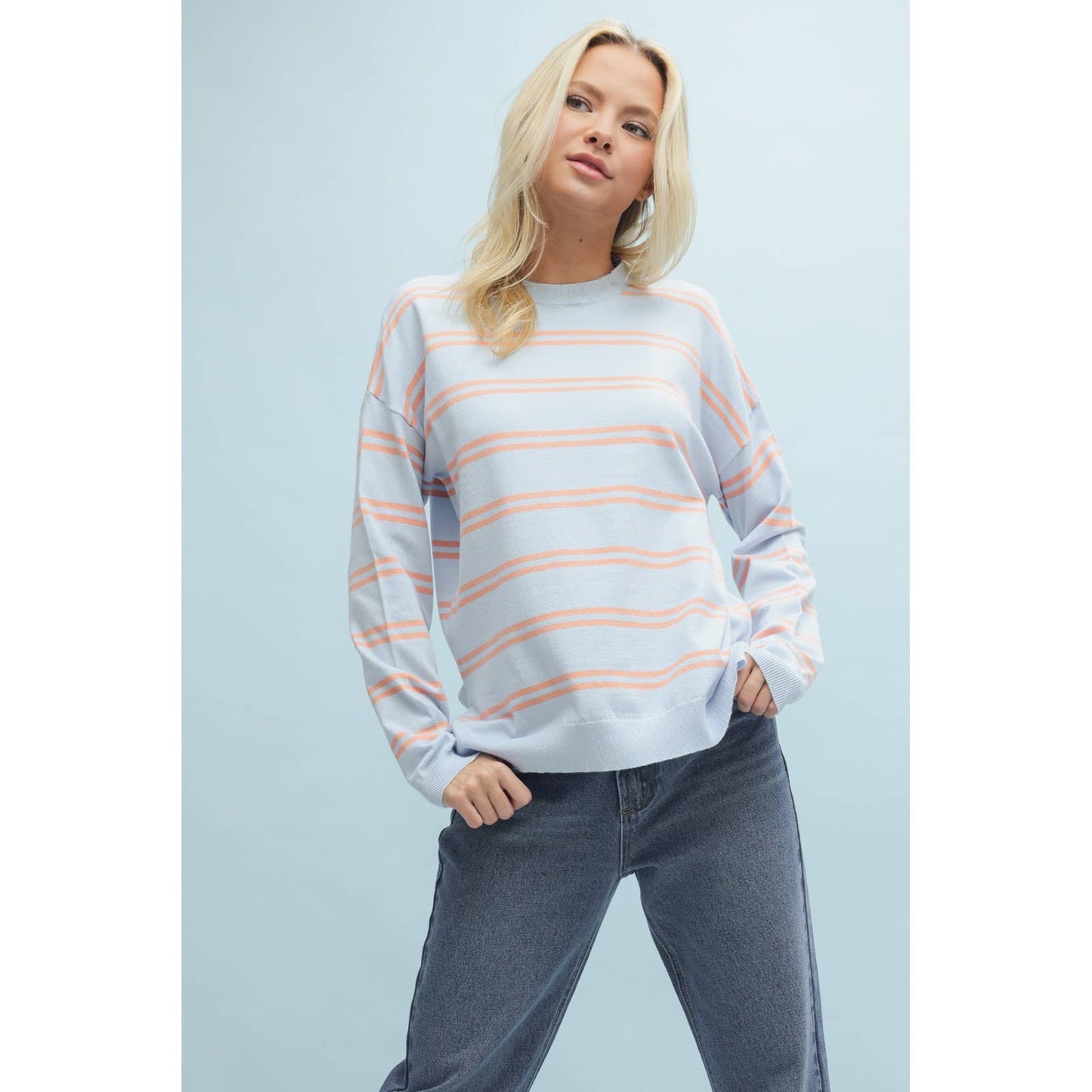 STRIPED LIGHTWEIGHT SWEATER / WL24-9757