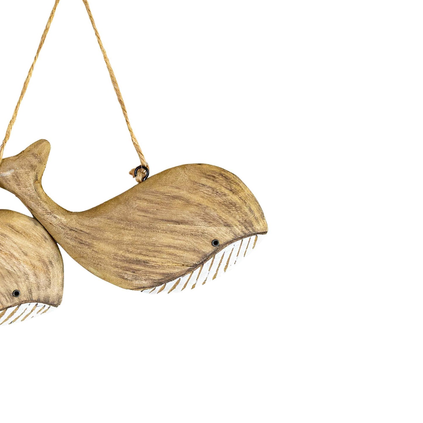 Irving Carved Whale Decorative Accent Natural Wood & Jute