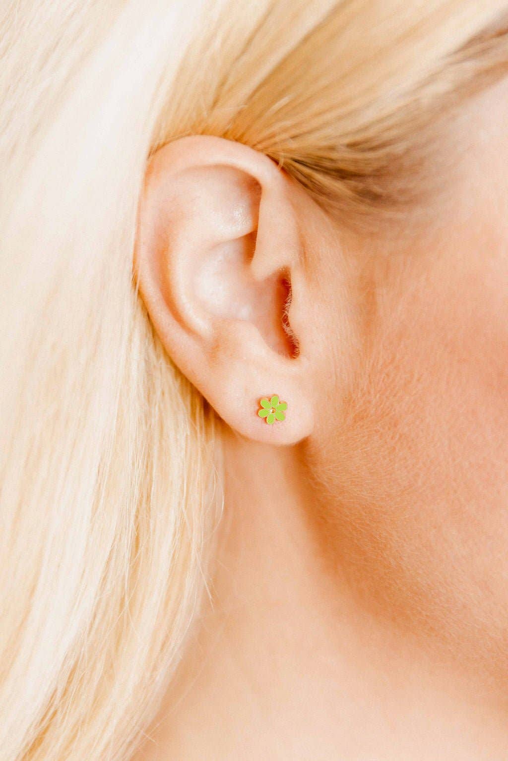 Screwback Stud Earrings - Alli Neon Green