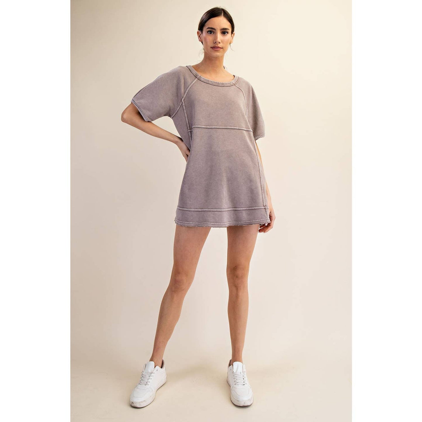 Mineral Washed Oversized Short Sleeve Tunic