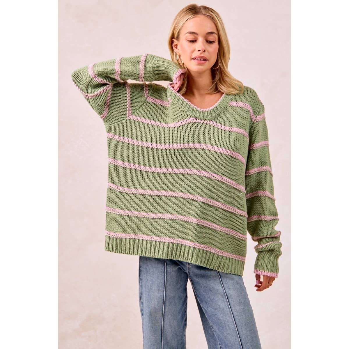 Striped Knit Sweater Top