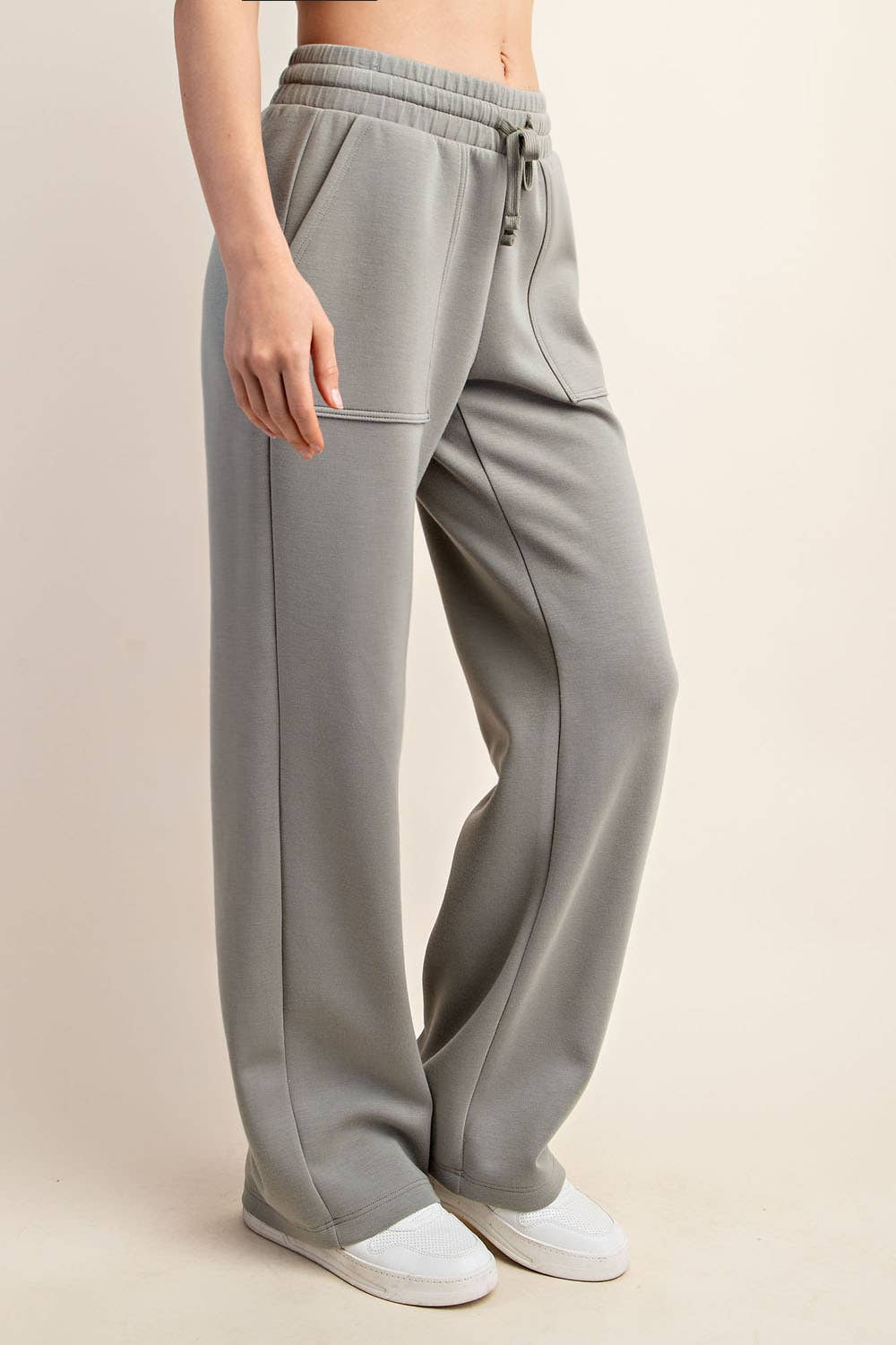 MODAL POLY SPAN STRAIGHT LOUNGE PANTS WITH POCKETS