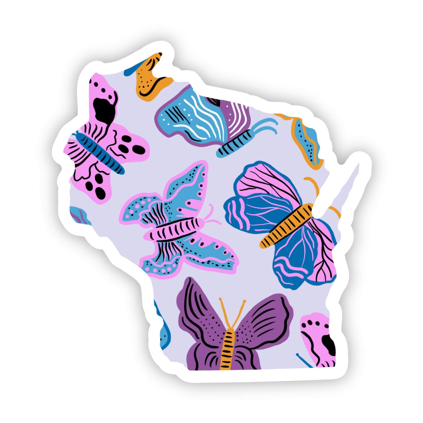 Wisconsin Sticker - Moth & Butterfly