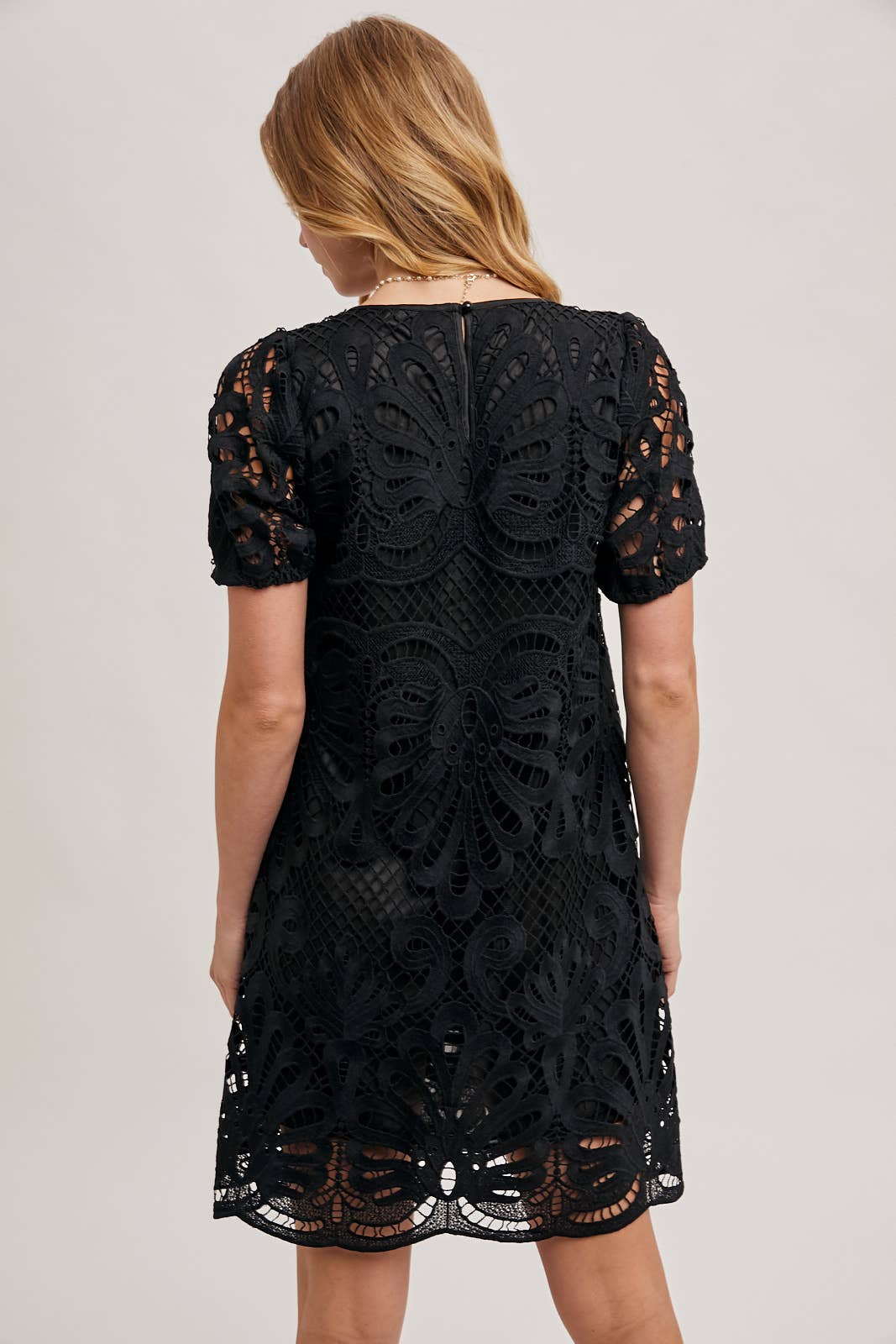 Puff Sleeve Crochet Dress
