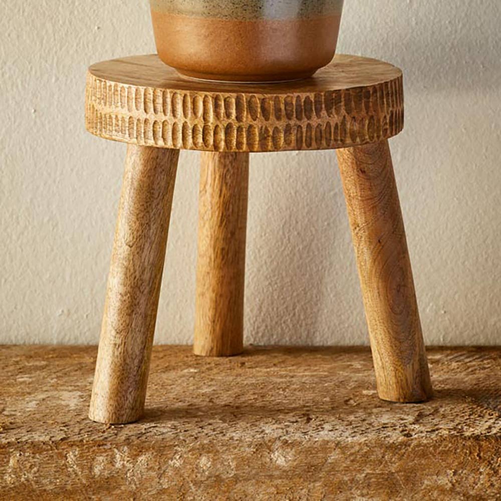 Hand-Carved Plant Stand