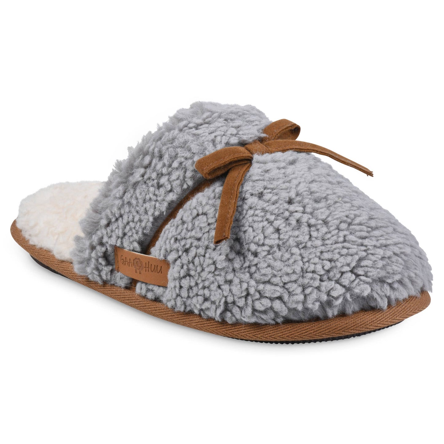 Womens berber faux suede tie scuff