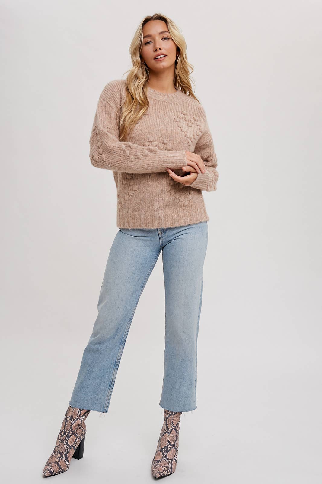 HEART SHAPE POM POM SWEATER PULLOVER