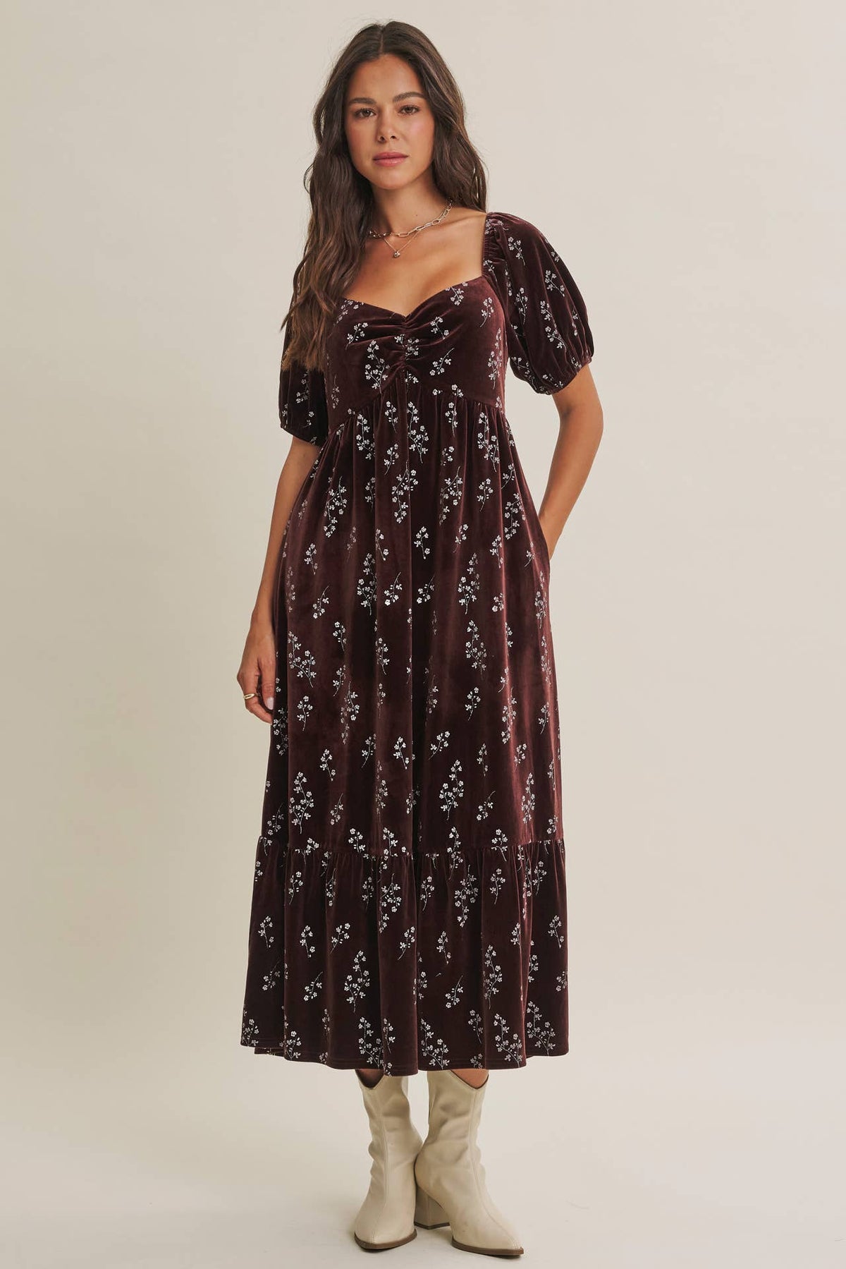 VELVET MIDI DRESS