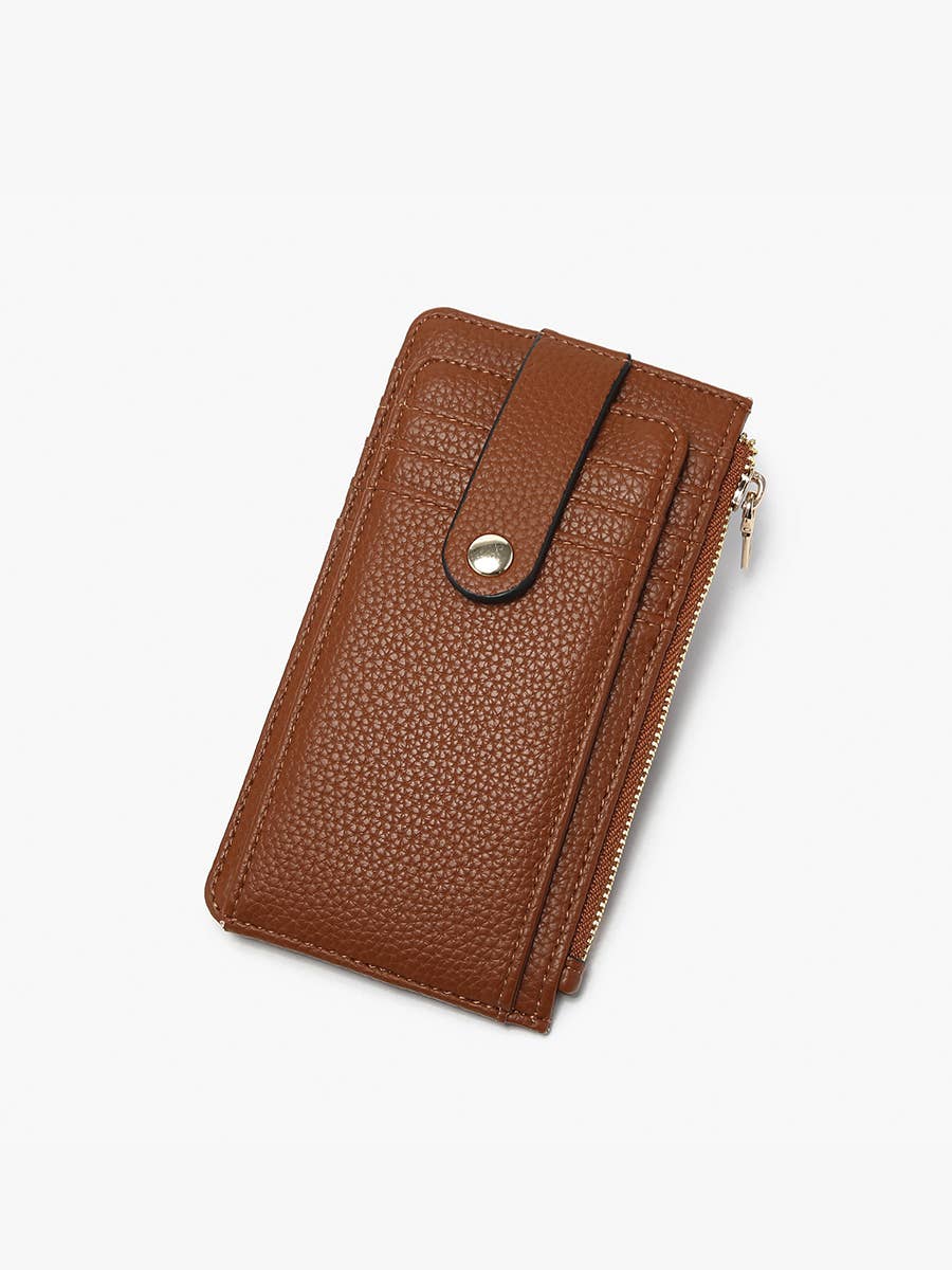 Mae Multi-Card Vegan Leather Strap Snap Closure  Flat Wallet