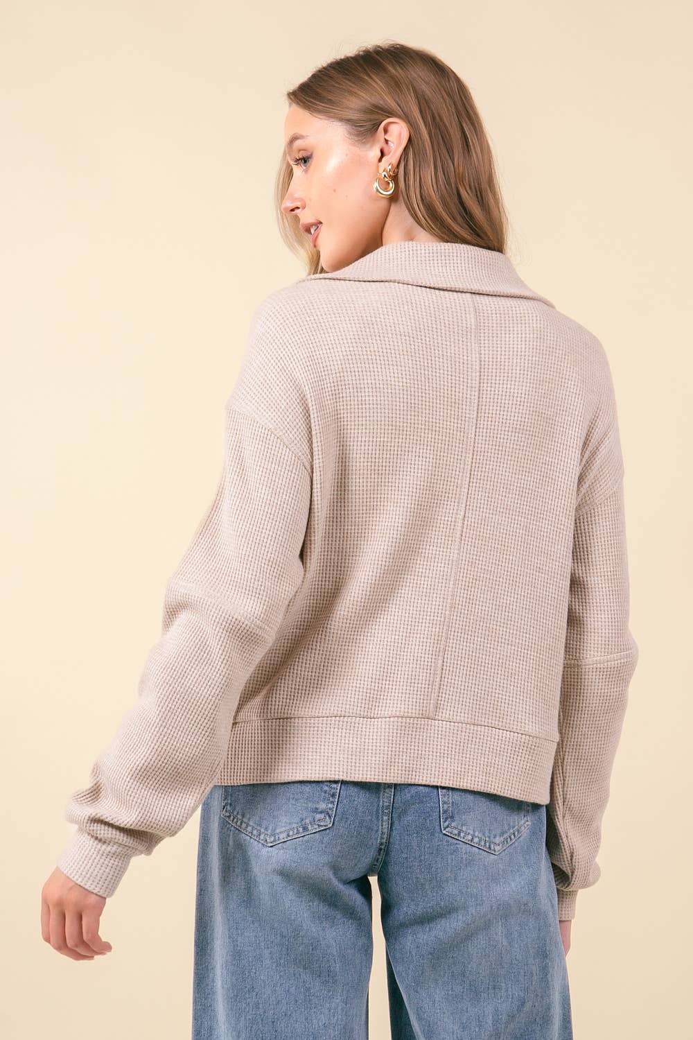 WAFFLE TEXTURED SWEATSHIRT