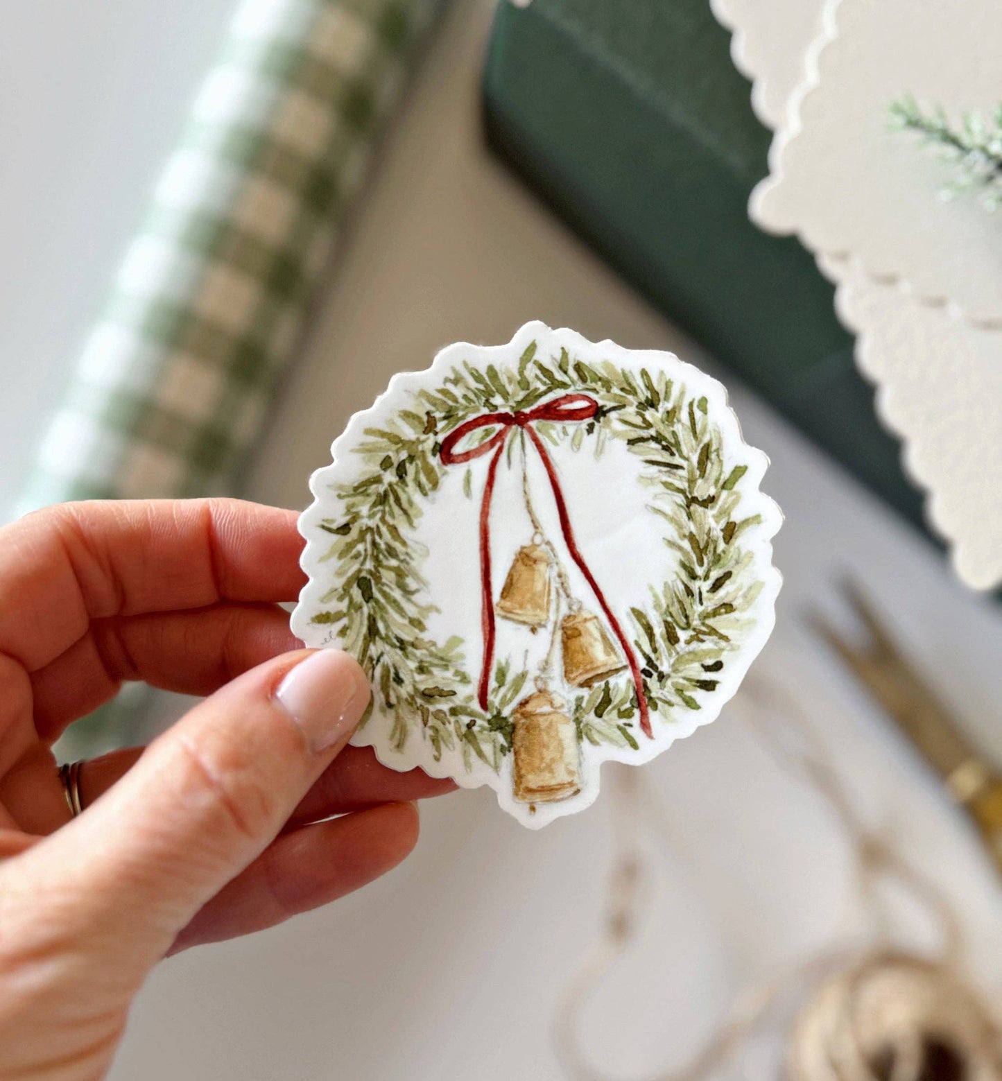 Bell wreath sticker