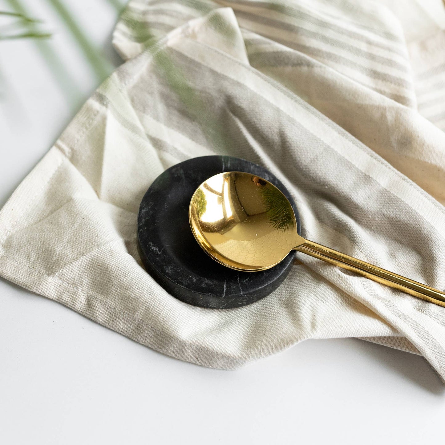 Louisa Round Spoon Rest Black Marble