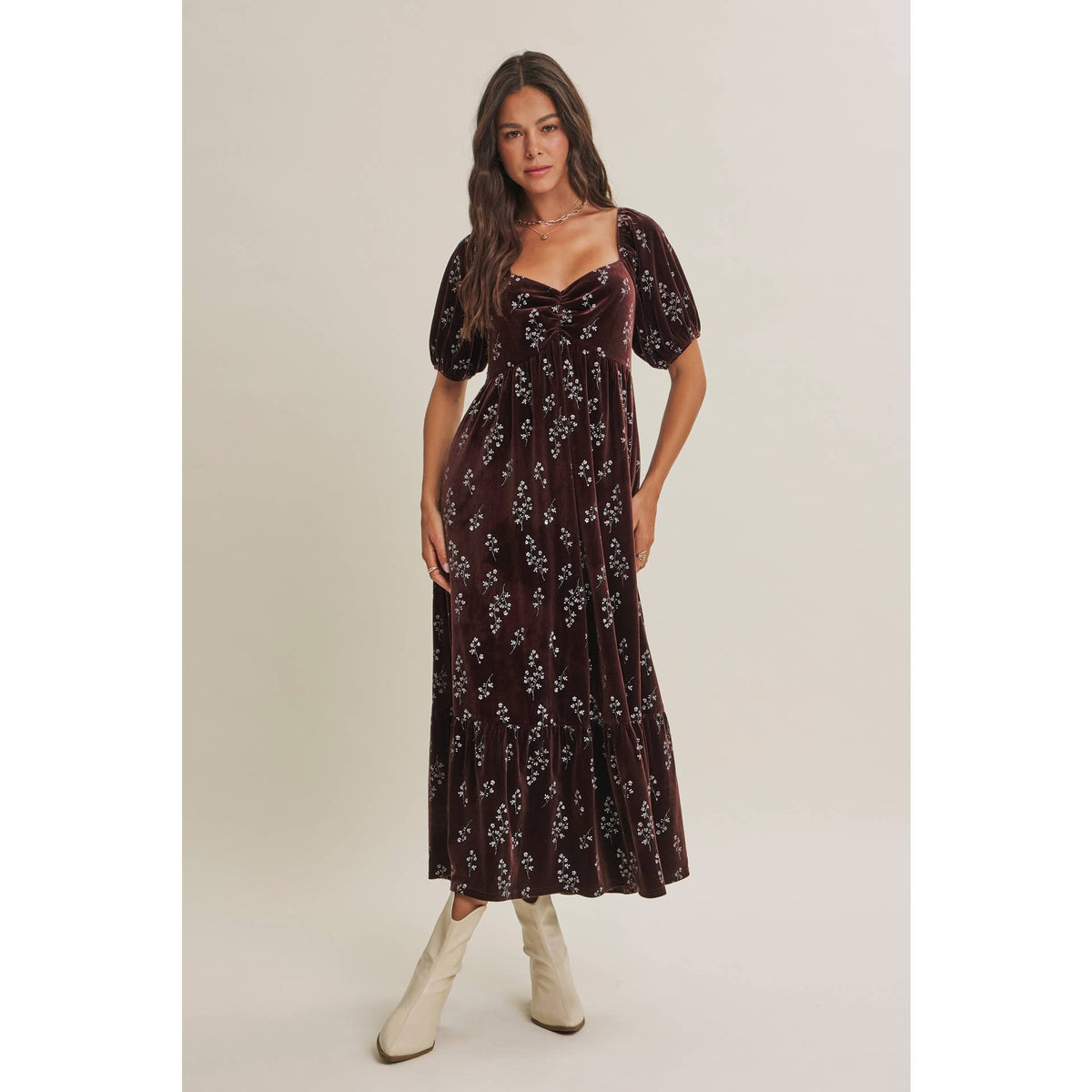 VELVET MIDI DRESS