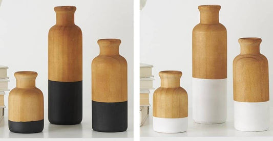 Color Block Wood Vase