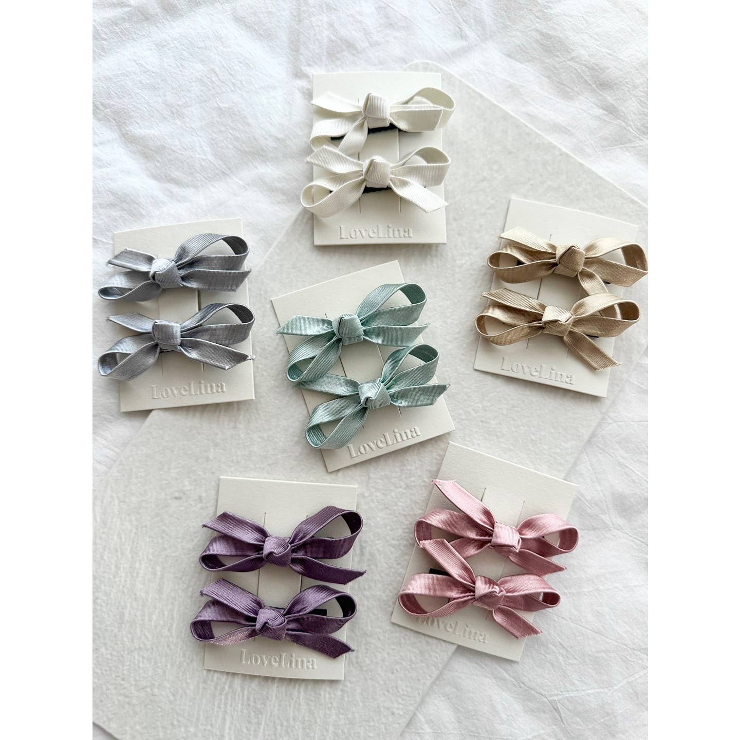 2PC Ribbon Hair Clips Set - DOSA Assorted