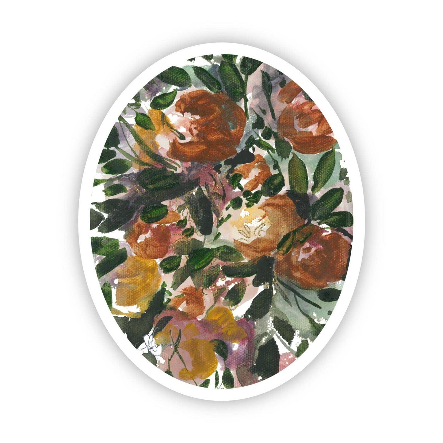 Flower bouquet watercolor sticker - red & yelow