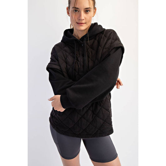 Quilted Terry Mixed Snap Hoodie
