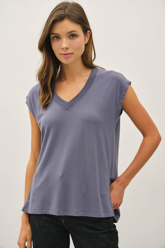 Modal Buttery Dolman Sleeve V Neck Top