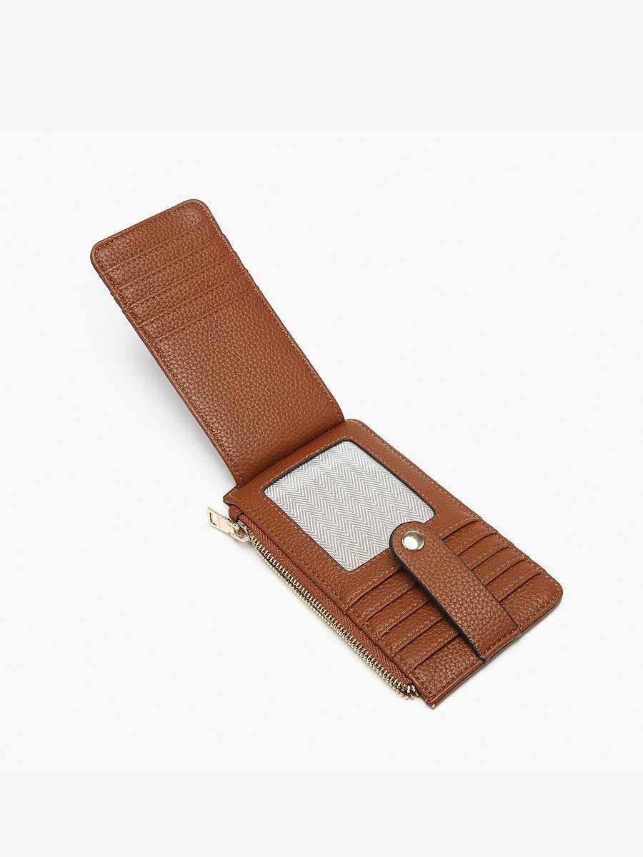 Mae Multi-Card Vegan Leather Strap Snap Closure  Flat Wallet