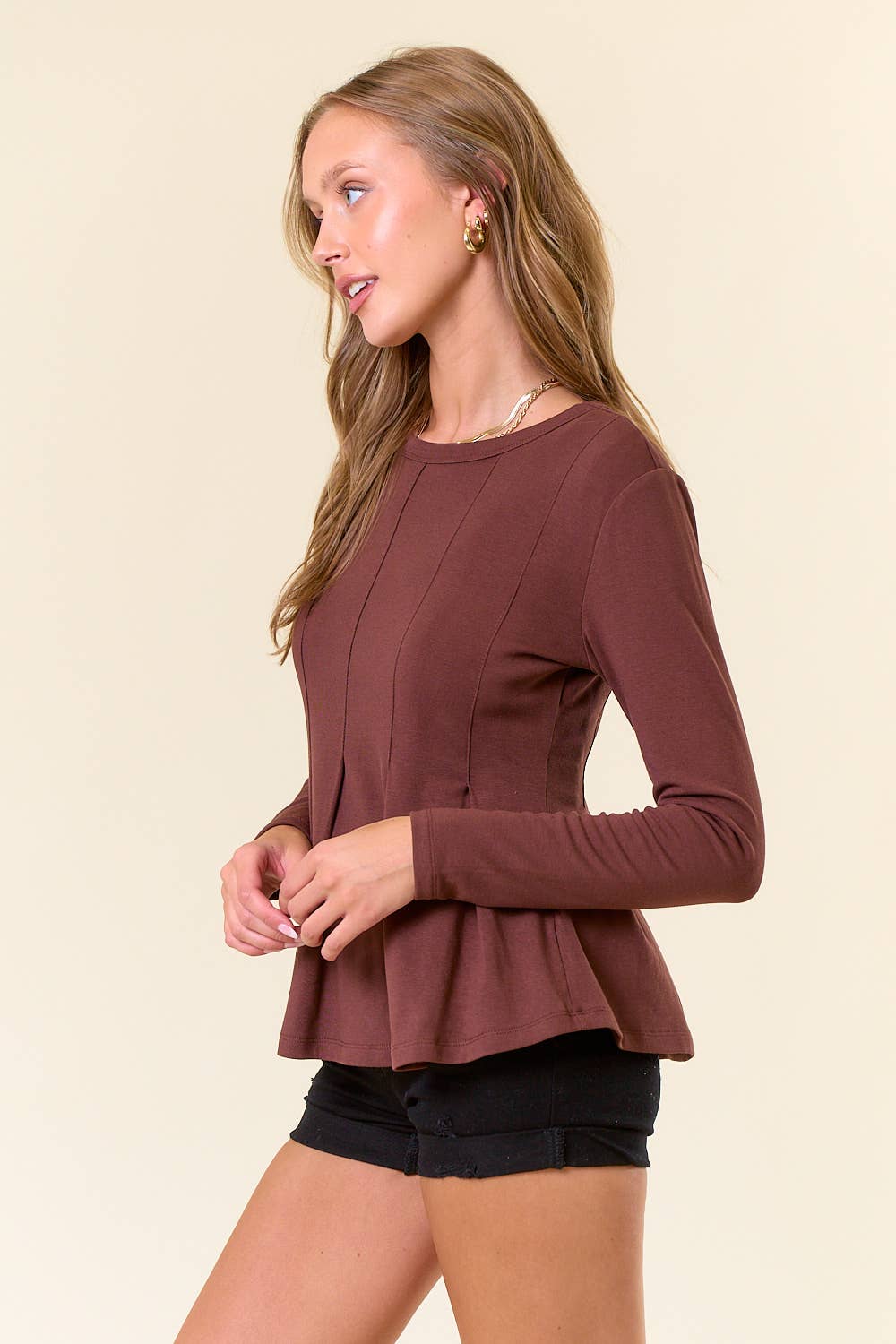 Pintuck Peplum Top