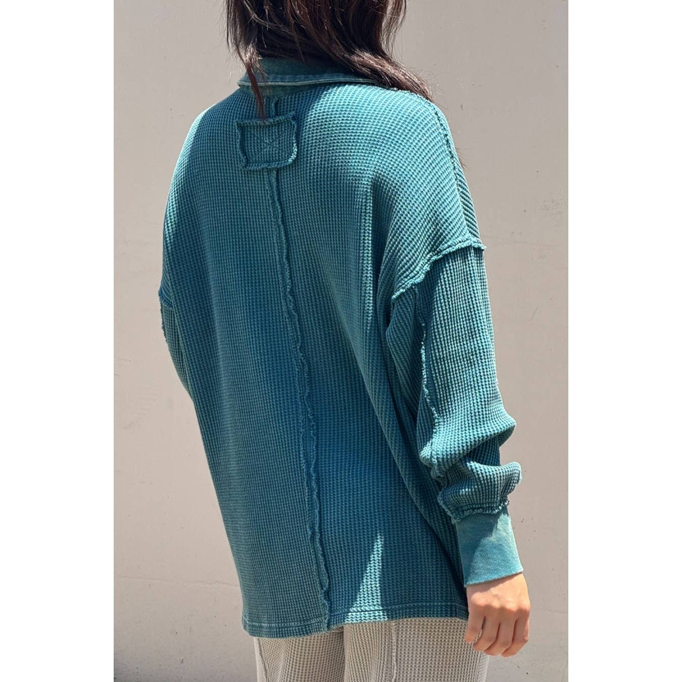 Mineral Washed Waffle Collar Tunic
