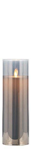 LED Candle in Glass Cylinder with Flickering Flame & Remote