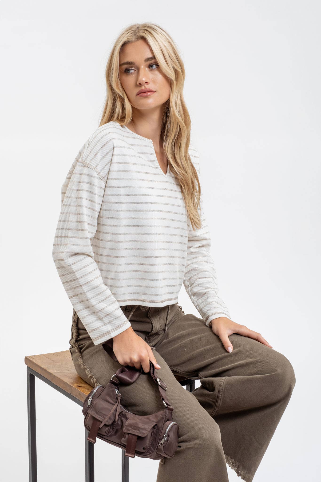 STRIPE SPLIT LONG SLEEVE