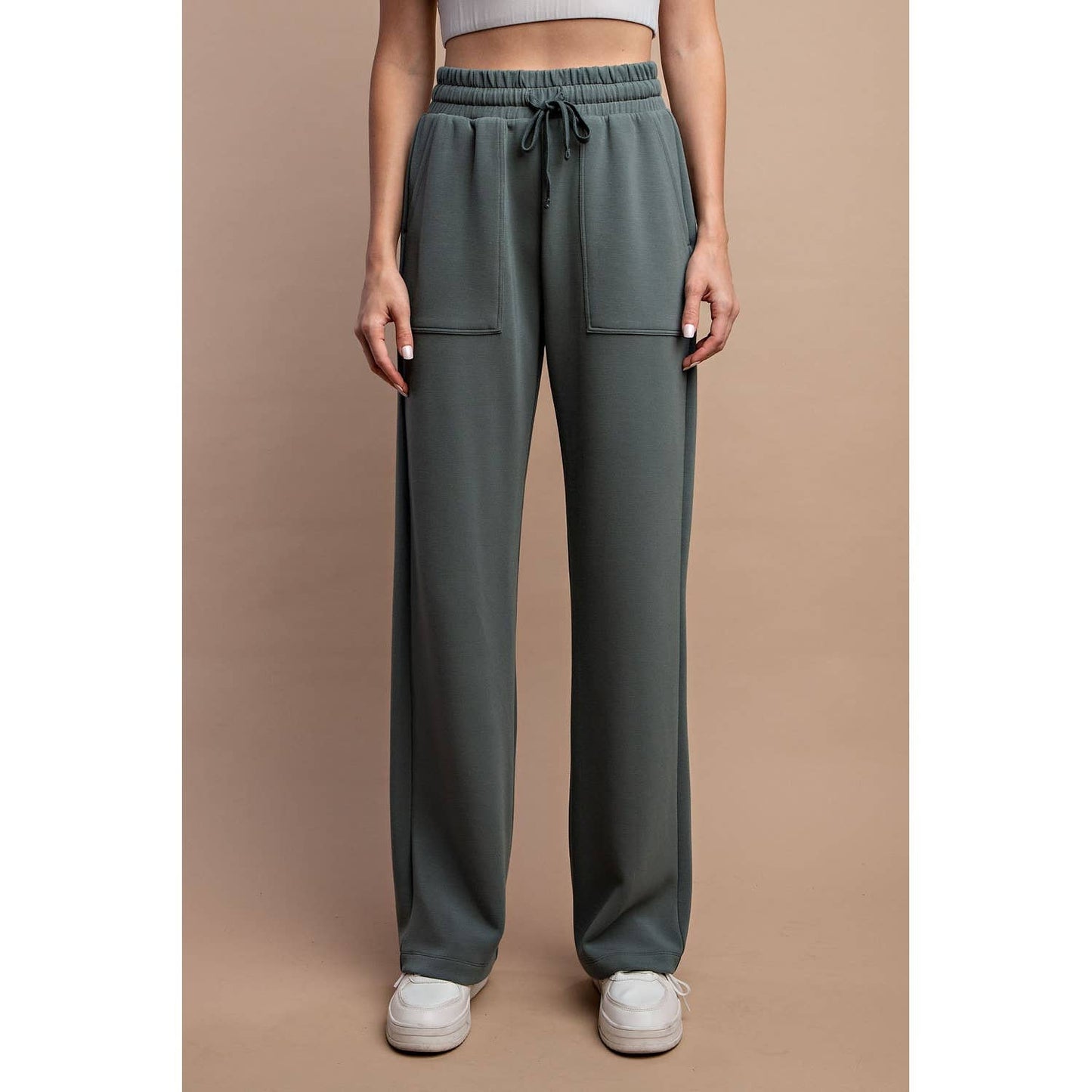 MODAL POLY SPAN STRAIGHT LOUNGE PANTS WITH POCKETS