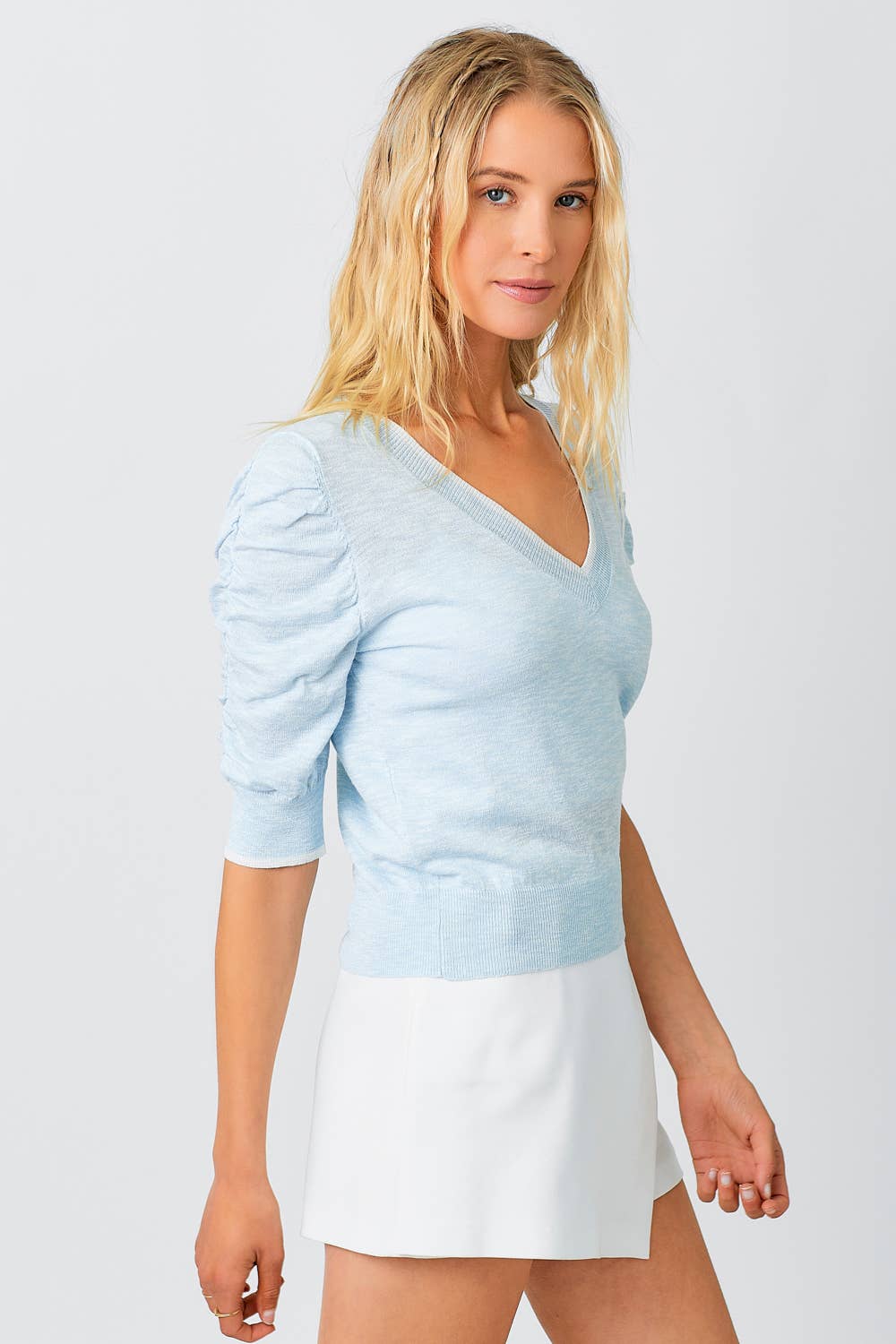 60508 Ruched Sleeve Sweater