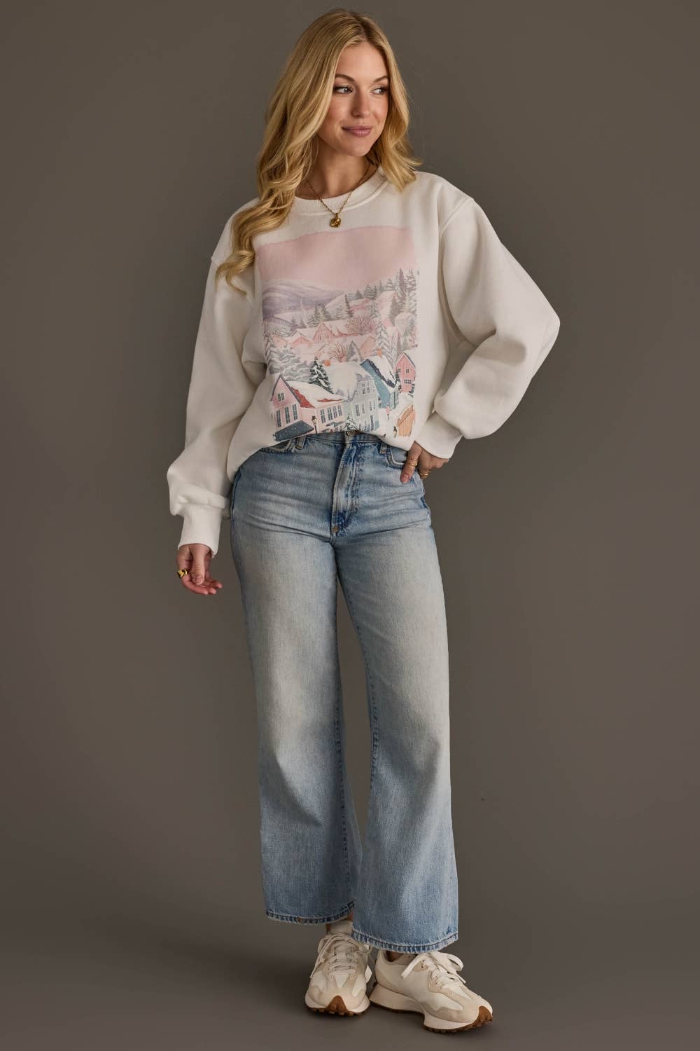 Mountain Town Scene Sweatshirt
